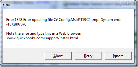 quickbooks error 1328 message box