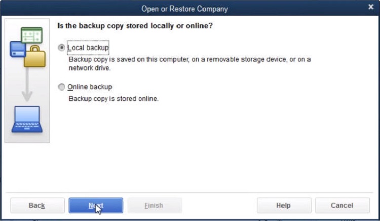 Restore from a local Backup