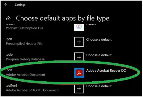 Set Adobe reader as default pdf