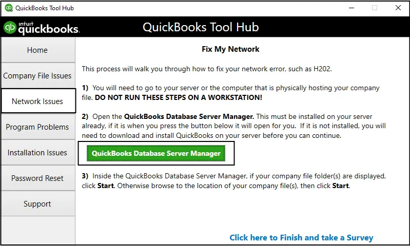 running quickbooks database server manager