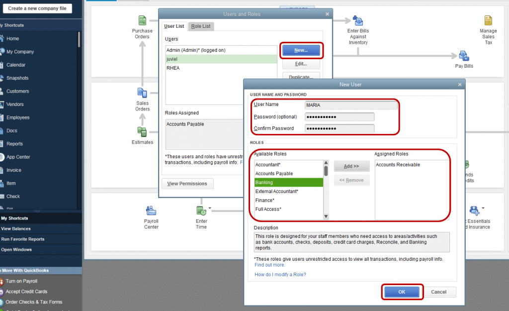 creating a user in quickbooks
