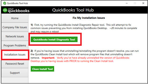 using quickbooks install diagnostic tool