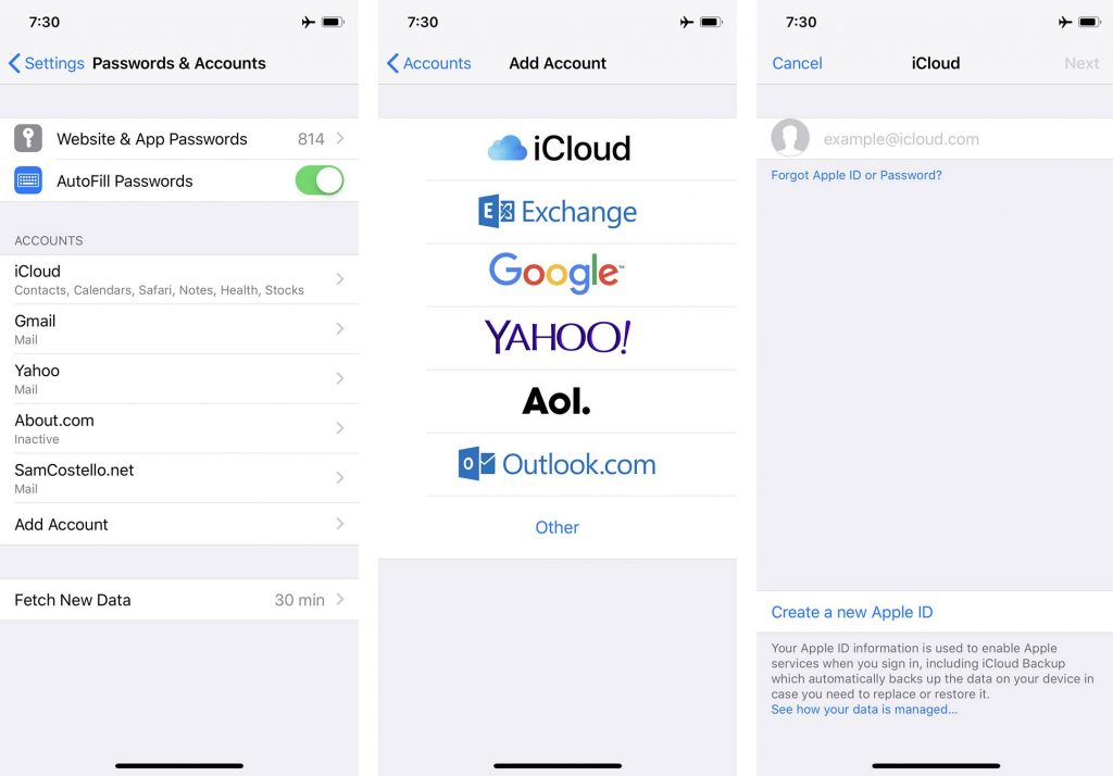 Adding and Email account