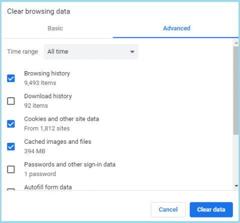 Clean up the History and Cache - Screenshot