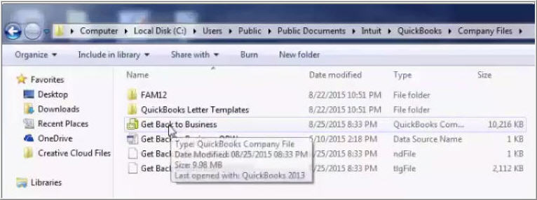 Copy company file in new folder to fix quickbooks runtime errors