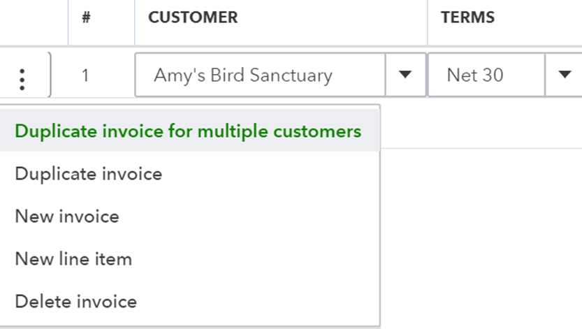 Duplicate invoice for multiple customers - Screenshot
