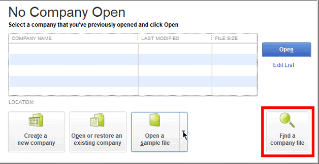 Find the company file - Screenshot