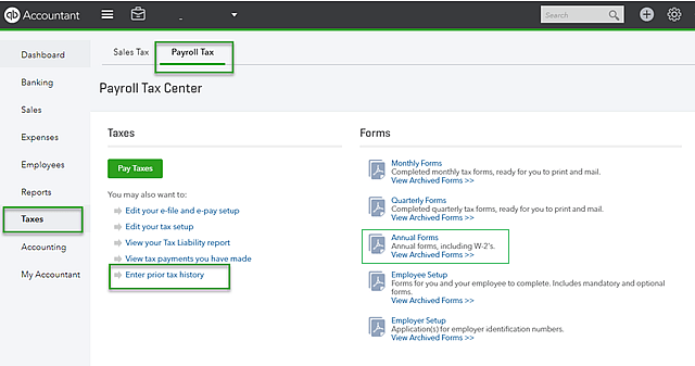 Print W2 forms in QuickBooks Online - Screenshot 1
