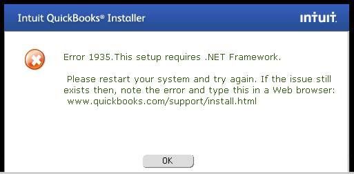 QuickBooks Installation Error Code 1935 - Screenshot