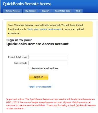 QuickBooks Remote Access - Screenshot