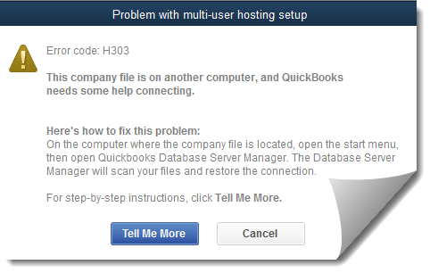 QuickBooks error code H303 - Screenshot
