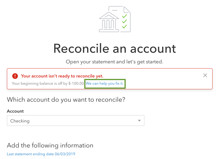 Reconcile an Account in QuickBooks Desktop - Screenshot