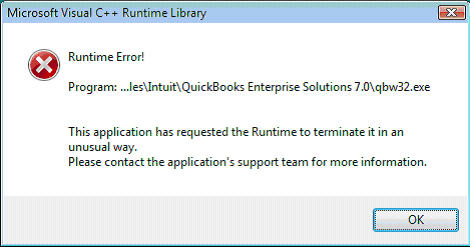 QuickBooks Runtime errors - library errors