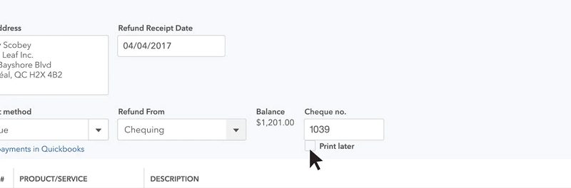 Select print option - Screenshot