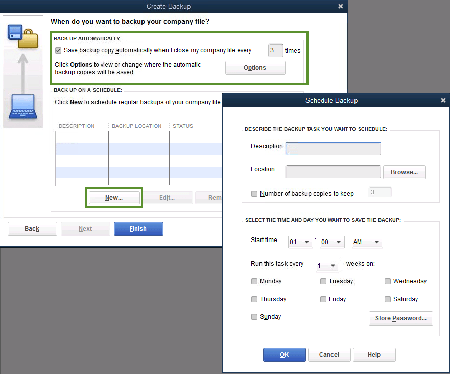 backup your company file - Screenshot