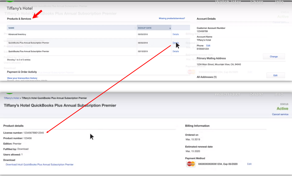 check the product and license numbers in CAMPS