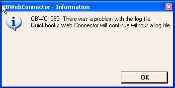 QBWC error 1085 - Screenshot