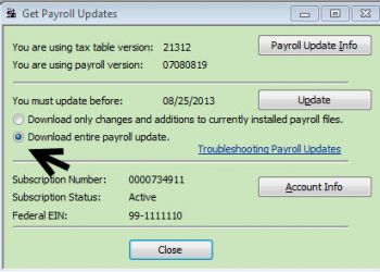 QuickBooks Payroll Tax Updates - Screenshot