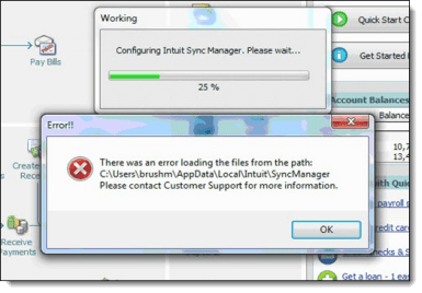 QuickBooks Sync Manager Error Message - Screenshot