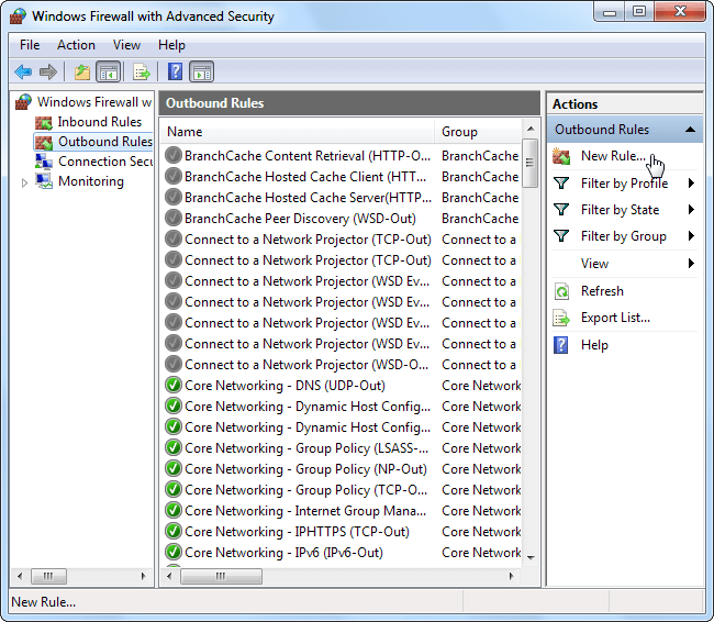 Windows Firewall - Create a New Rule