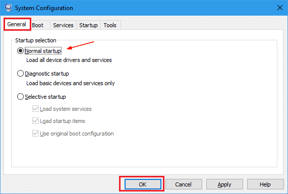 Activate selective startup mode