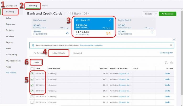 Banking in QuickBooks online 