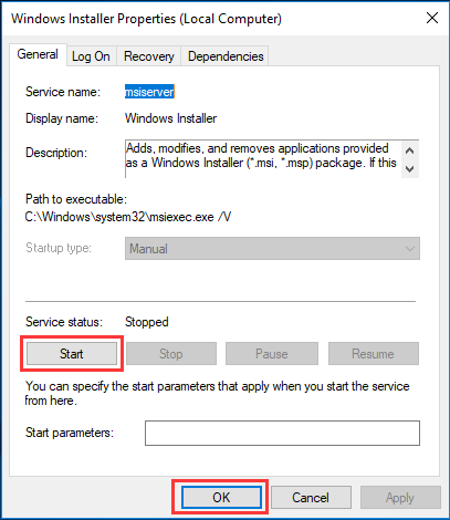 Check windows installer service