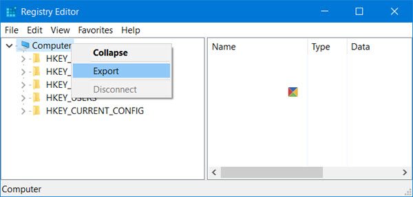 Create a registry backup