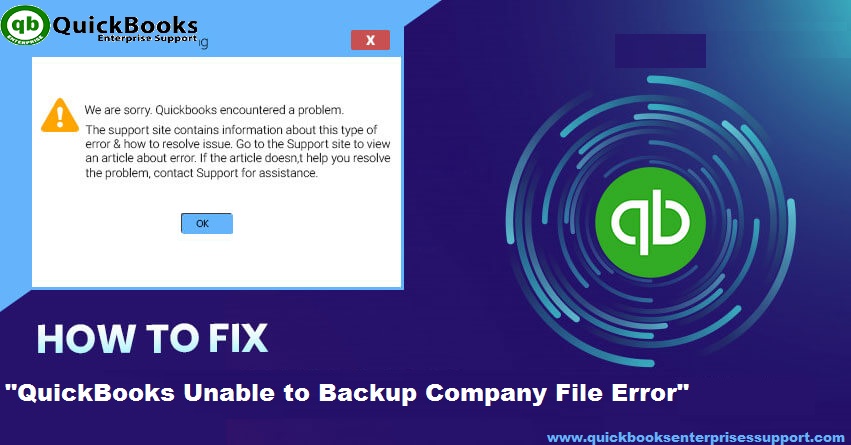 quickbooks unable to backup company file
