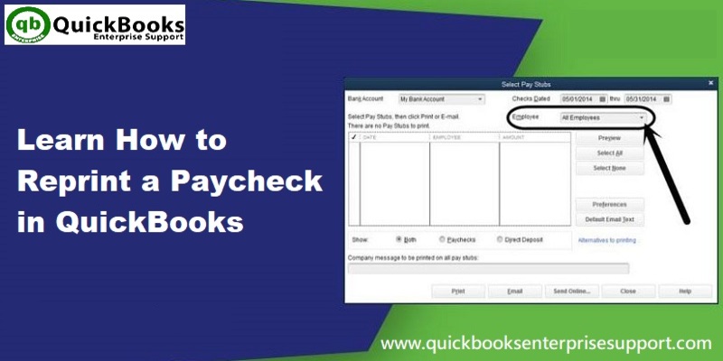 Reprint paychecks in Quickbooks