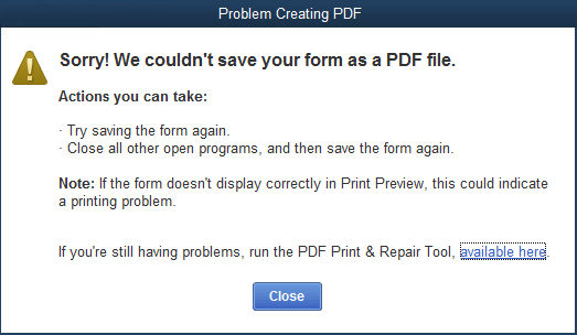 QuickBooks print and pdf repair tool