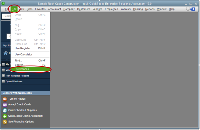 Preferences tab