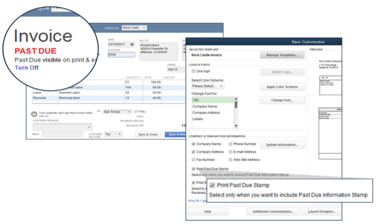features past due invoice stamp