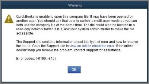 QuickBooks error 6190