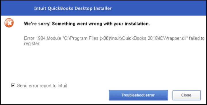 QuickBooks error 1904