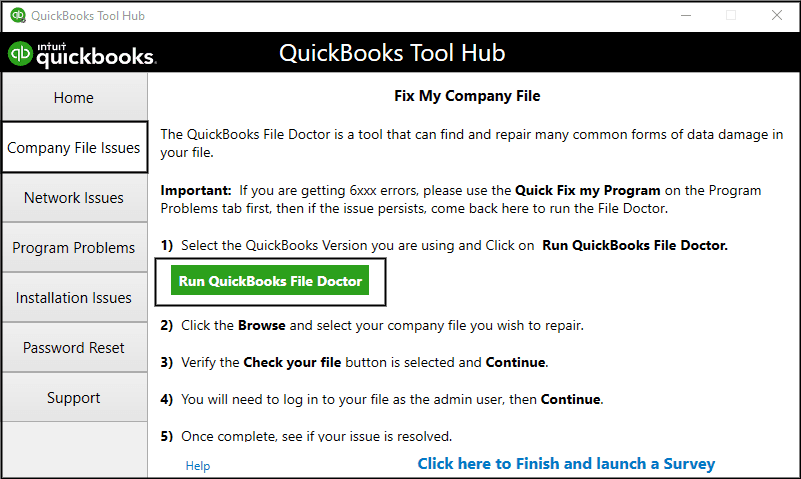 QuickBooks file doctor tool