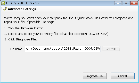 QuickBooks file doctor tool