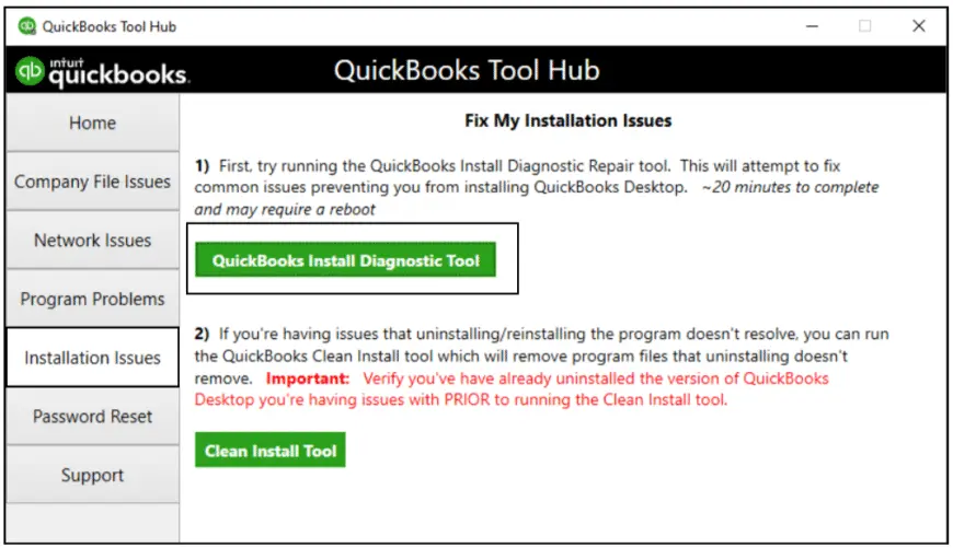 quickbooks install diagnostic