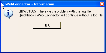 QuickBooks web connector error 1085