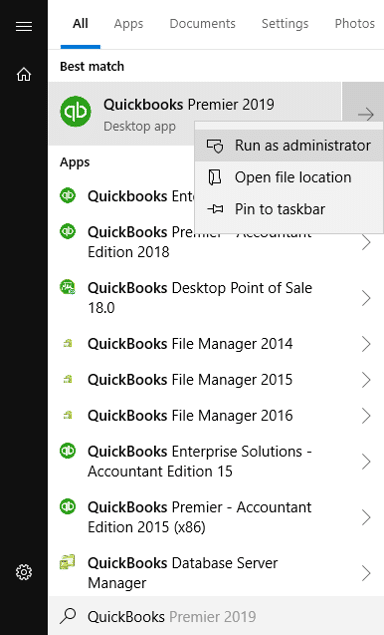 Run QuickBooks admin