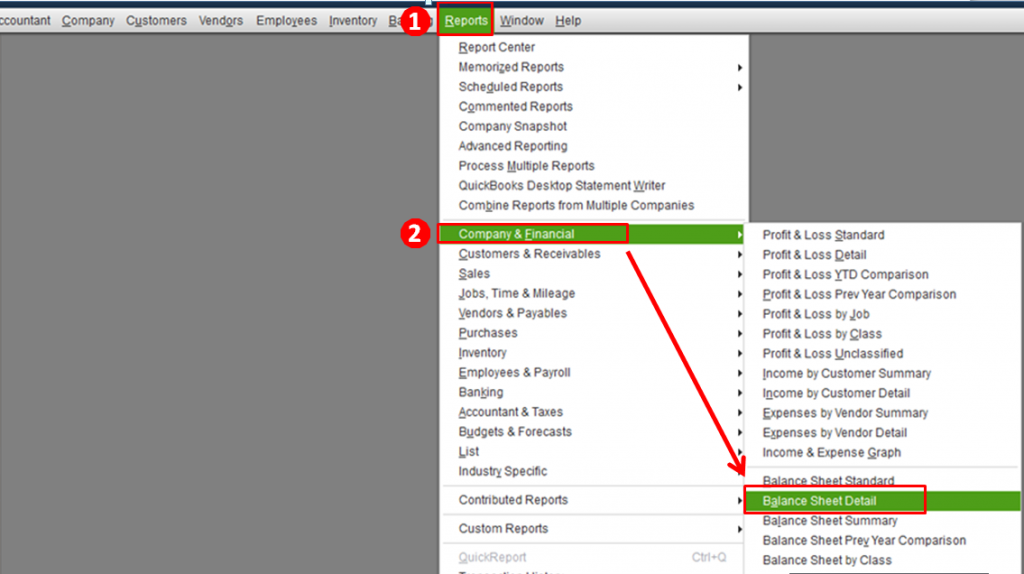 balance sheet detail - setup quickbooks file manager