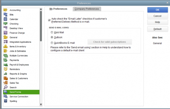 select preferences