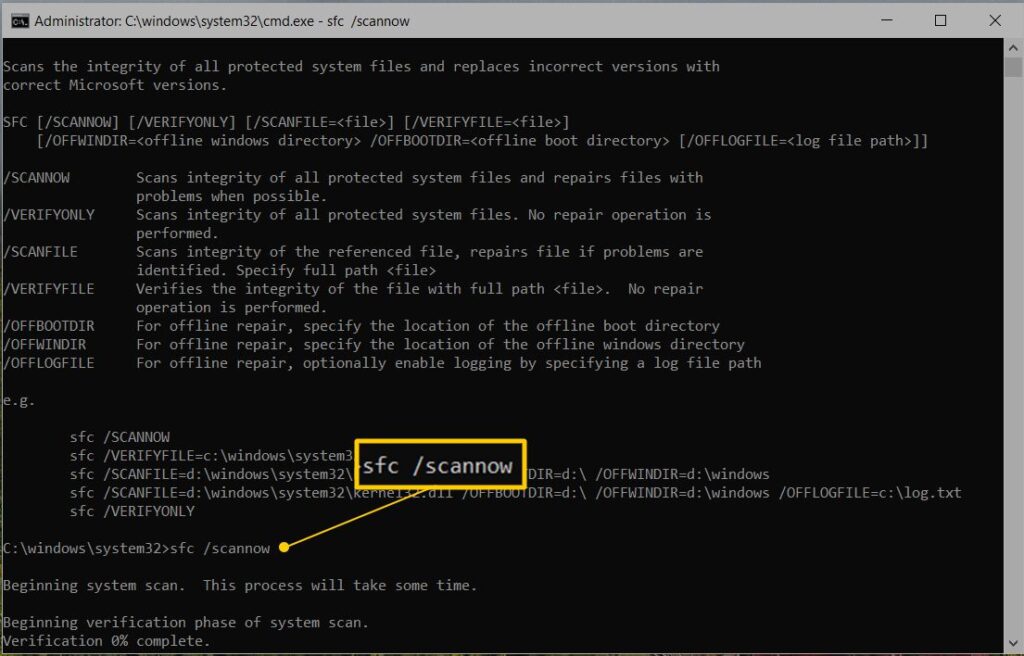 system file checker