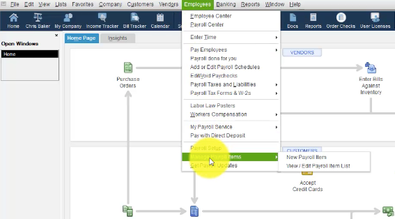 Edit payroll item list