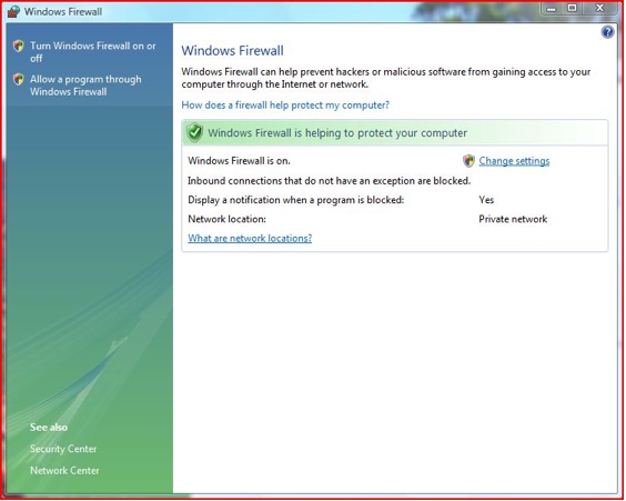 Configure windows firewall